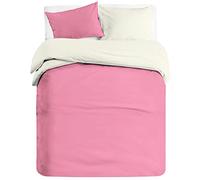 Banzaii Set Copripiumino Bicolor 100% Microfibra con Federe Double Face Matrimoniale 250x200 cm Rosa/Panna