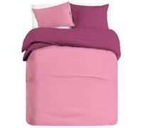 Banzaii Set Copripiumino Bicolor 100% Microfibra con Federe Double Face Matrimoniale 250x200 cm Rosa/Lavanda