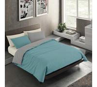 Banzaii Set Copripiumino Matrimoniale Microfibra Double Face, Acquamarina | Copripiumino 250x200 cm, Morbido Effetto Manopesca No Stiro con Federa Double Face, Facile da Lavare, Made in Italy