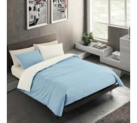 Banzaii Set Copripiumino Matrimoniale Microfibra Double Face, Azzurro | Copripiumino 250x200 cm, Morbido Effetto Manopesca No Stiro con Federa Double Face, Facile da Lavare, Made in Italy