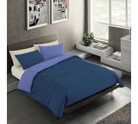 Banzaii Set Copripiumino Matrimoniale Microfibra Double Face, Blu | Copripiumino 250x200 cm, Morbido Effetto Manopesca No Stiro con Federa Double Face, Facile da Lavare, Made in Italy