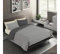 Banzaii Set Copripiumino Matrimoniale Microfibra Double Face, Grigio CH | Copripiumino 250x200 cm, Morbido Effetto Manopesca No Stiro con Federa Double Face, Facile da Lavare, Made in Italy