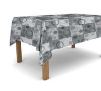 Banzaii Tovaglia in PVC Cerata Antimacchia Resistente a Sole e Intemperie Facile Da Tagliare Nella Misura Che Vuoi - Cerchi Grigio 140x100 cm
