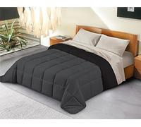 Banzaii Trapunta Invernale in Ecopiuma Double Face Super Soft Una Piazza e Mezza 220x260 cm Grigio Scuro/Nero
