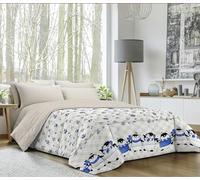 Banzaii trapunta invernale, piumone in tessuto di calda flanella, manopesca - Imbottitura 350 gr/mq termoisolante per inverni rigidi - Made in Italy, Matrimoniale 260x260 cm Pinguini Blu