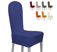 Banzaii Vestisedia Universale con Schienale Tondo 6 Pezzi per Sedie da Ufficio, Cucina, Sala da Pranzo, Camera, Hotel o Ristorante in Tessuto Super Elasticizzato, Made in Italy Blu