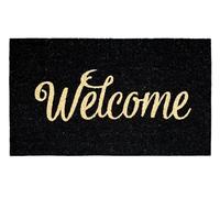 Banzaii Zerbino in Cocco da Esterno o Interno con Retro Antiscivolo e Brillantini Glitter Applicati 40x70 cm - Welcome Nero