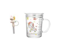 Banzimiao Tazza di Latte con Bilancia, Tazza da latte con cannuccia, Bicchiere con Cannuccia e Coperchioper caffè, succhi di frutta, tè freddo, unicorno, 350 ml (A)