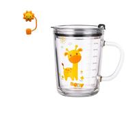 Banzimiao Tazza di Latte con Bilancia, Tazza da latte con cannuccia, Bicchiere con Cannuccia e Coperchio per caffè, succhi di frutta, tè freddo, Giraffa, 350 ml (D)
