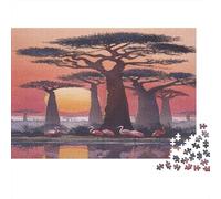 Baobab africano, Fenicottero Puzzle Sostenibili Con Motivi Per Adulti Da Gioco in Legno Di Alta Qualità 1000pcs (75x50cm)