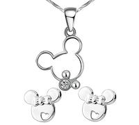 baobei bambini ragazze set di gioielli collana in argento minnie mouse collana in argento sterling con zirconi cubici mickey mouse regalo per donne ragazze con portagioie (s1480)