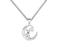 Baobei - Collana donna con gatto in argento Sterling 925 con zirconia cubica, con ciondolo a forma di gatto sulla luna, regalo donna collana