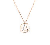 baobei collana girocollo lettera A-Z iniziale 14k oro rosa nome in acciaio inossidabile collana con ciondolo tondo personalizzata fatta a mano per donna ragazze senza nichel con portagioie (E)
