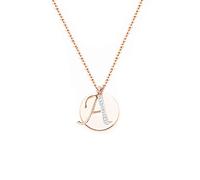 baobei collana girocollo lettera A-Z iniziale 14k oro rosa nome in acciaio inossidabile collana con ciondolo tondo personalizzata fatta a mano per donna ragazze senza nichel con portagioie (A)