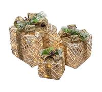 Baobiutin 70289 Set di 3 scatole di Natale Illuminate/Decorazioni Natalizie Interne / 45 luci a LED Bianche Calde Natalizie