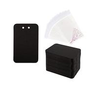 Baoblaze 100 Carte Espositive Portachiavi con Bustine Autosigillanti, Anelli E Braccialetti Espositivi, Nero