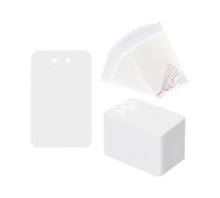 Baoblaze 100 Carte Espositive Portachiavi con Bustine Autosigillanti, Anelli E Braccialetti Espositivi, Bianco