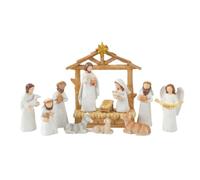 Baoblaze 12 Pezzi Presepe | Effetto Legno, a Batteria, Presepe da Tavolo, per Caminetto, Bianco