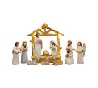 Baoblaze 12 Pezzi Set Natività Natalizia Statuine Presepe Personaggi Religiosi E Scultura Sacra Resina Luminosa Adatto per Decorazione Interna su, Bianco