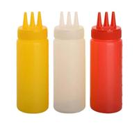 Baoblaze 3 Bottiglie per Condimenti Riutilizzabili a Prova di Perdite con Piccolo Ugello Appuntito per Sciroppo, Senape, Condimento Da Viaggio, Giallo Rosso Bianco