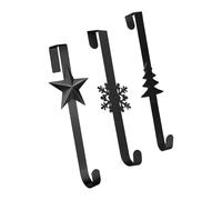 Baoblaze 3 pezzi gancio per ghirlanda d'ingresso sopra il gancio per porta in metallo robusto per ghirlanda natalizia per festa, matrimonio, Nero