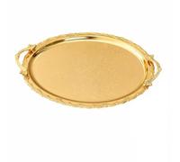 Baoblaze 3 Pezzi Vassoio Ovale in Metallo Dorato Ornato Vassoio Ovale con Manici Riflettente per Esposizione Dolci, Conservazione Decorativa, Intrattenimenti, Grande