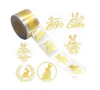Baoblaze 500 pezzi adesivi pasquali etichette regalo adesivi trasparenti per uova di Pasqua design in lamina d'oro trasparente per bambini, 2.5 Cm