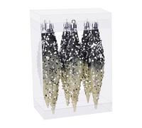 Baoblaze 6 pezzi di decorazioni natalizie a forma di goccia, decorazioni natalizie leggere e brillantini, da appendere per la casa e il matrimonio, Oro Nero