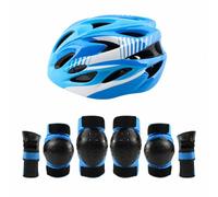 Baoblaze 7 Pezzi Casco con Protezioni Polsi | Involucro Esterno Rigido, Set di Protezione 7 in 1, Interno Ammortizzato, Kit con Casco, Ginocchiere e Gomitiere, S