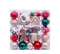 Baoblaze 74x Palline di Natale Ornamenti Decorazioni da appendere all'albero di Natale Decorazioni natalizie originali per feste di Capodanno Ristorante, Rosso Verde Marrone