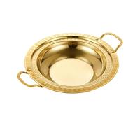 Baoblaze Acciaio Inox, Padella Leggera, pentola a Doppio Manico per Cucinare a Fuoco, Ideale per Alimenti Come Carne, Feste e riunioni domestiche, Oro 34 Cm