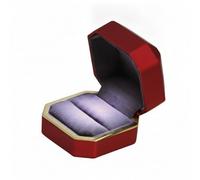 Baoblaze Astuccio per Anello con LED Ottagonale | Interno in Velluto Scuro, Scatolina per Anello, di, Custodia, Matrimonio, Sposi, Rosso, Bianco Chiaro