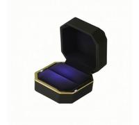 Baoblaze Astuccio per Anello con LED Ottagonale | Interno in Velluto Scuro, Scatolina per Anello, di, Custodia, Matrimonio, Sposi, Nero, Chiaro