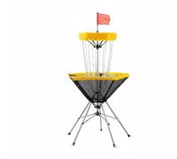 Baoblaze Bersaglio da Lancio Golf Obiettivo Disc Rete Pieghevole Supporto Acciaio Base Stabilizzata Anelli E Picchetti Migliora Precisione Controllo Lancio, Giallo