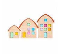Baoblaze Blocchi da Costruzione per Bambini Case in Legno Elementi Decorativi da Tavolo Stile Minimal con in Acrilico Traslucido E Tetto Profilato Adatto a Camera da Letto Studio Salotto Ingresso