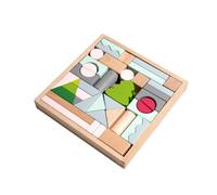 Baoblaze Blocchi da Costruzione per Bambini Set Educativo Cubi in Legno Forme Geometriche Mattoncini Impilabili Legno Liscio con Vassoio per Riordino Adatto a, Blocchi Di Legno Macaron