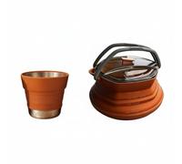 Baoblaze Bollitore Iniziale Pieghevole Teiera Portatile Silicone Pentola Viaggio Set Tazza Pieghevole Materiale Resistente E Leggero Utilizzo Versatile Adatto a Campeggio Picnic Viaggi Auto, Marrone