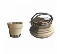 Baoblaze Bollitore Iniziale Pieghevole Teiera Portatile Silicone Pentola Viaggio Set Tazza Pieghevole Materiale Resistente E Leggero Utilizzo Versatile Adatto, Kaki Chiaro
