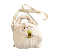 Baoblaze Borsa a tracolla in peluche, borsa a tracolla in morbida peluche per lo shopping, Cachi