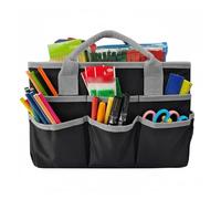 Baoblaze Borsa Porta Cancelleria Organizer Multiuso Astuccio Borsa Valigetta in Poliestere Leggero Ma Resistente con Manici Adatta per Trasporto tra Giardino, Nero-grigio