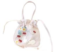 Baoblaze Borsa Ricamo Borsa a Tracolla Pochette Secchiello Zainetto con Ricamo su con Manico a Mano E Tracolla Lunga Adatta per Feste a Tema Festival Culturali, Coniglio Rosa Ricamato Org