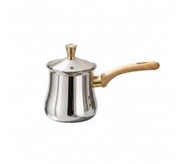 Baoblaze Caffettiera in Acciaio Inossidabile Caffè Teiera Caraffa Contenitore con Coperchio Metallico E Beccuccio di Versamento Manico in Legno Isolante per, 米白色手柄, 720ml