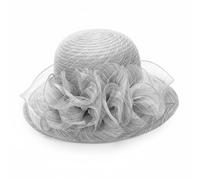 Baoblaze Cappello da Sole Donna Cappello Elegante Cappello con Ampia Cappello da Cerimonia Cappello Pieghevole in con Volants Traspirante Leggero Adatto a Matrimoni Giardini Viaggio, Grigio Chiaro