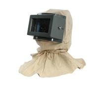 Baoblaze Cappuccio per Sabbiatura Cappuccio Protettivo Maschera Elmetto Visiera con Finestra Chiara Tela Resistente E Vetro, Cappuccio Per Sabbiatura Color Beige Con Lente Convessa