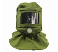 Baoblaze Cappuccio per Sabbiatura Cappuccio Protettivo Maschera Elmetto Visiera con Finestra Chiara Tela Resistente E Vetro, Cappuccio Per Sabbiatura Standard Color Verde Con Lente Curva