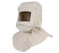 Baoblaze Cappuccio per Sabbiatura Cappuccio Protettivo Maschera Elmetto Visiera con Finestra Chiara Tela Resistente E Vetro, Cappuccio Per Sabbiatura Standard Color Beige Con Lente Curva