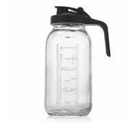 Baoblaze Caraffa Jar Caraffa in Vetro Brocca Contenitore Dispenser per Caffè E Tè Freddi con Chiusura Stagna E Graduata per Dosi Adatta per Cucina di Casa, 64OZ, Manico Scala Nero