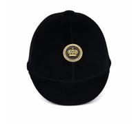 Baoblaze Casco da Equitazione Casco Cavallo Elmetto da Equitazione Cappello da Equitazione con Posteriore TPE E Velluto Calzata Personalizzabile E Cinturino, Nero, Corona Rotonda Dorata