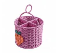 Baoblaze Cestino da Picnic Cesto Organizer da Tavola Contenitore Diviso in PP Aspetto Intrecciato Portatile con Manico Adatto per Campeggio Tavola Decorazione Domestica