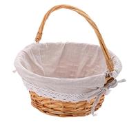 Baoblaze Cestino di Frutta in Rattan Intrecciato con Manico Rotondo, Accessori Portatili, Fascino Rustico Fatto a Mano per Pasqua, Tradizionale Multiuso, Size S Light Brown